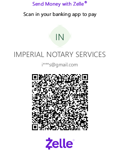 Scan to pay via Zelle — Imperial Notary Services